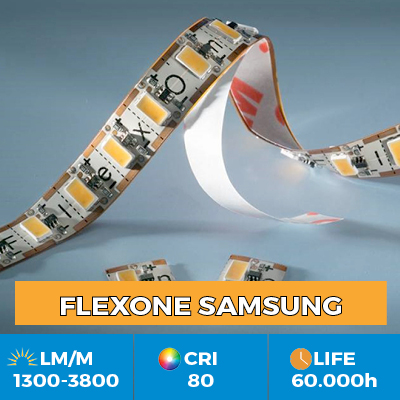 FlexOne LED Flexible LED Strips, can be cut at each LED, light output up to 3800 lm / m